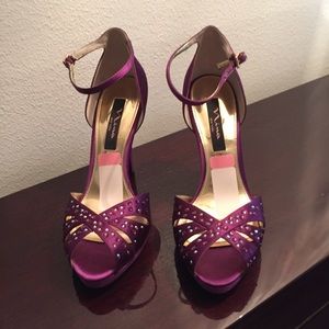 Purple Satin Crystal embellished Shoe